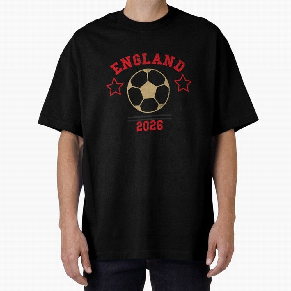 England ¡ª Vintage Soccer Tee Oversized T-Shirt Live for the Drama of FIFA World Cup 2026 USA Canada Mexico for Fans of Cristiano Ronaldo and Argentina and Brazil, Bringing Football Festival Excitement, Trophy Ambitions, Country Rivalries and Star