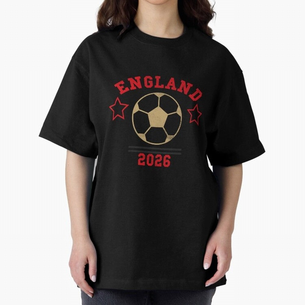 England ¡ª Vintage Soccer Tee Oversized T-Shirt Live for the Drama of FIFA World Cup 2026 USA Canada Mexico for Fans of Cristiano Ronaldo and Argentina and Brazil, Bringing Football Festival Excitement, Trophy Ambitions, Country Rivalries and Star
