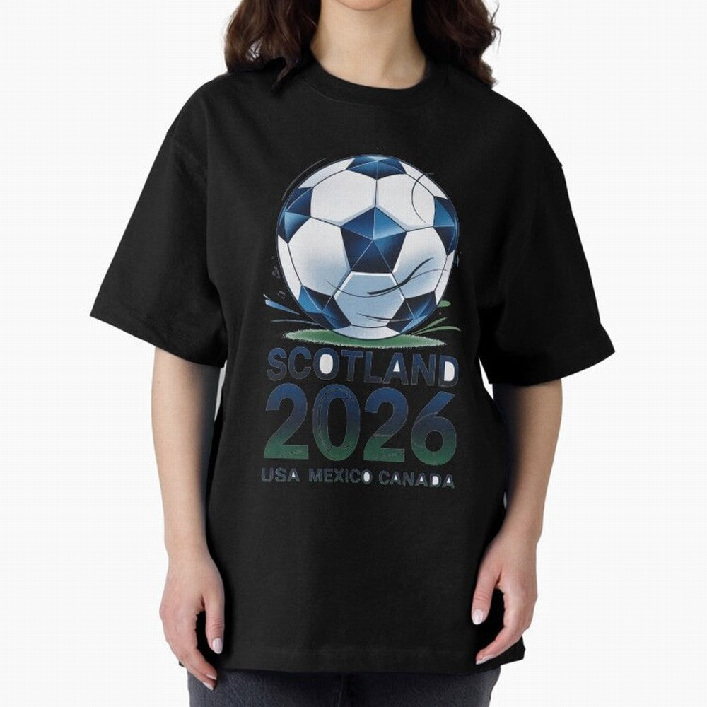 Scotland Soccer Football Design 2026 Oversized T-Shirt Bring Champion Energy into FIFA World Cup 2026 USA Canada Mexico for Fans of Messi and Portugal, Spain and Germany, Bringing Sports Nostalgia, International Competition, Famous Players and