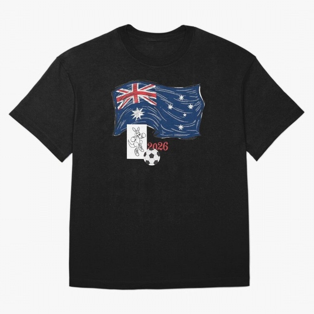 Australia 2026 Soccer Pride - Boxing Kangaroo & Dynamic Waving Flag. Oversized T-Shirt Celebrate the Next Chapter of FIFA World Cup 2026 USA Canada Mexico Spirit, Capturing Argentina and Brazil, CR7 and Messi, Soccer Culture, Superstar Moments,