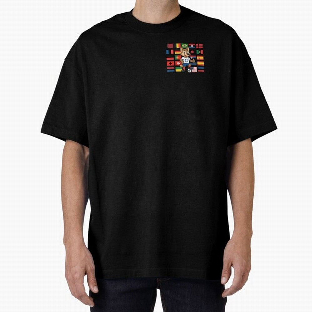 Copa Mundial de F¨²tbol Oversized T-Shirt Enjoy Global Football Passion for FIFA World Cup 2026, Highlighting Neymar, Haaland and Cristiano Ronaldo, Brazil, Portugal and Argentina, Vintage Soccer Flavor, Modern Football Stars, National Flags and