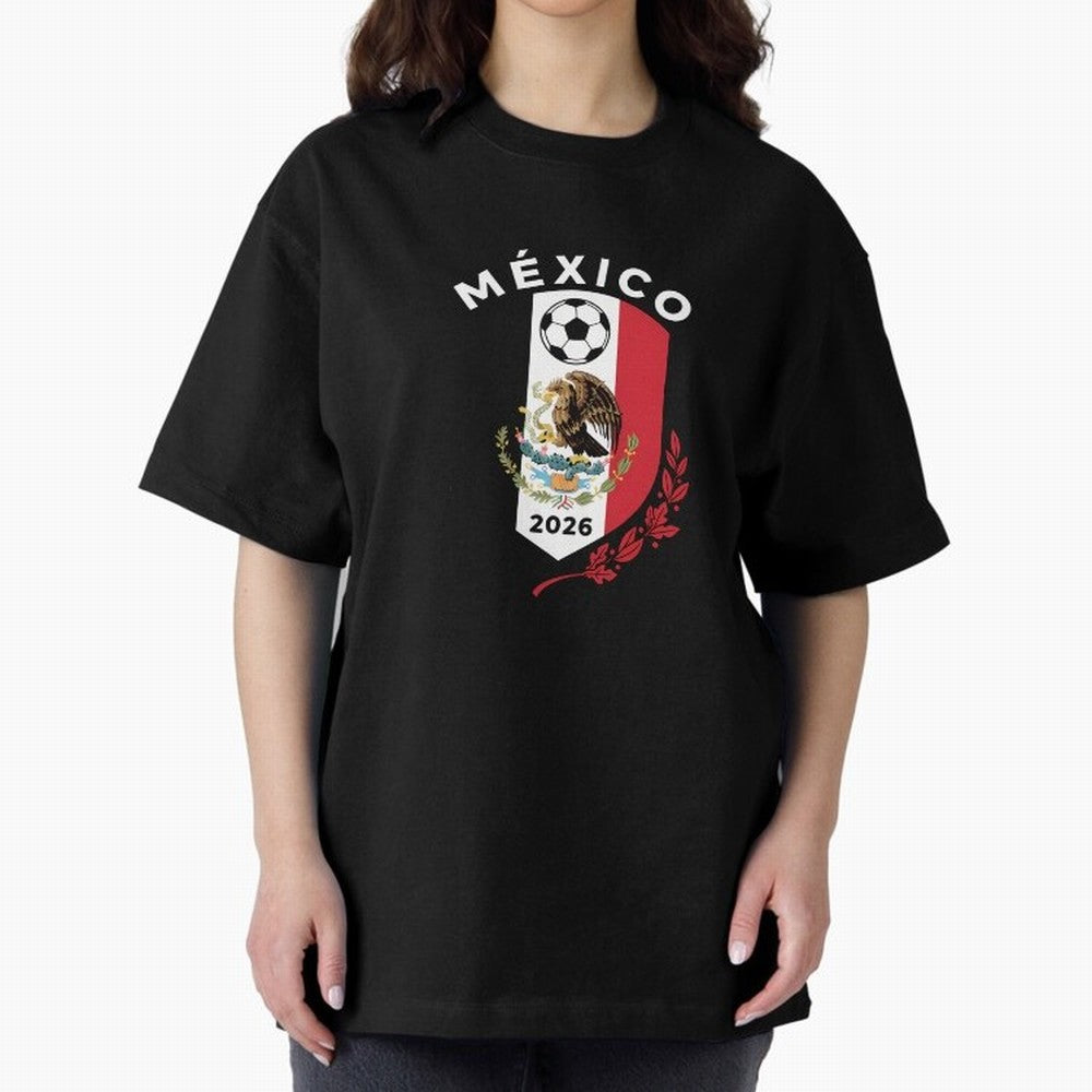 Mexico Emblem World Cup Soccer 2026 Football Crew T-Shirt_83050167 Oversized T-Shirt Celebrate Fan Culture around FIFA World Cup 2026 Spirit, Centered on Argentina, Messi, Football Festival Excitement, Trophy Ambitions, Country Rivalries and Star