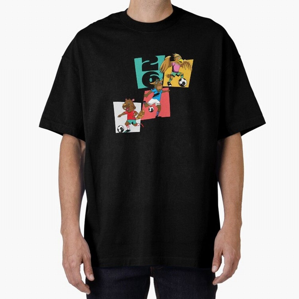 North America Mascots 2 T-Shirt_83568192 Oversized T-Shirt Celebrate Football Dreams Across FIFA World Cup 2026 Group Stage for Fans of Cristiano Ronaldo, Haaland and CR7 and Portugal, Spain and Germany, Bringing Goal Celebration Energy, Supporter