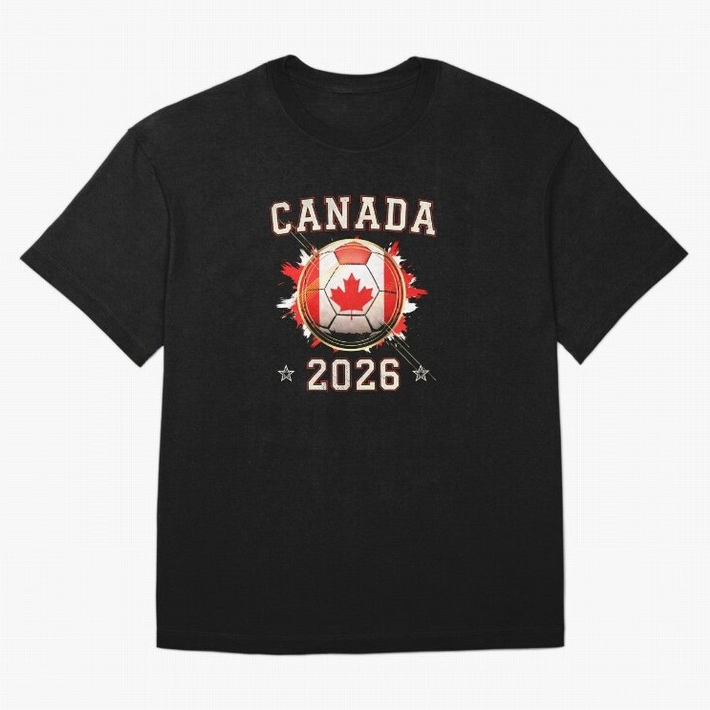 Front Print Canada Soccer World Cup 2026 - Canadian Fan Gift T-Shirt_84561562 Oversized T-Shirt Honor the Football Icons of Match Day Hype around FIFA World Cup 2026 USA Canada Mexico, Haaland, Brazil, Football Festival Excitement, Trophy