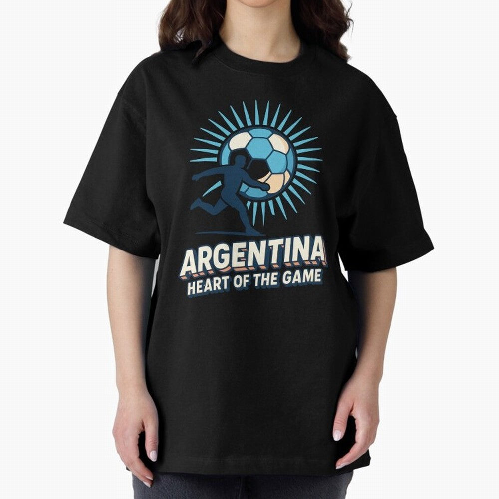Argentina Heart of the Game ¨C Retro Soccer Fan Design Oversized T-Shirt Live the Energy of FIFA World Cup 2026 Group Stage for Fans of Mbappe and Spain and Netherlands, Bringing Soccer Culture, Superstar Moments, National Team Dreams and