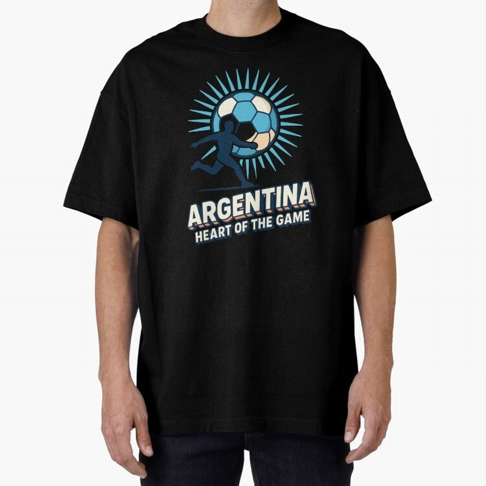 Argentina Heart of the Game ¨C Retro Soccer Fan Design Oversized T-Shirt Live the Energy of FIFA World Cup 2026 Group Stage for Fans of Mbappe and Spain and Netherlands, Bringing Soccer Culture, Superstar Moments, National Team Dreams and