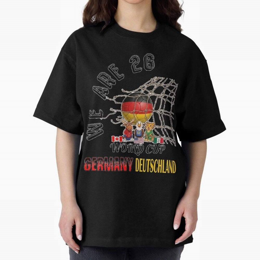 World cup 26 - Germany Oversized T-Shirt Show Passion for the Stars of FIFA World Cup 2026 Group Stage with Messi, CR7 and Mbappe, Portugal Energy, Football Festival Excitement, Trophy Ambitions, Country Rivalries and Star Player Buzz; Perfect for