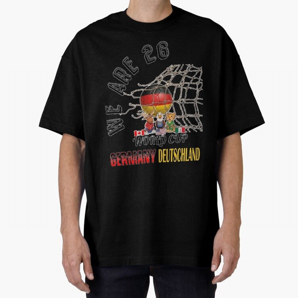 World cup 26 - Germany Oversized T-Shirt Show Passion for the Stars of FIFA World Cup 2026 Group Stage with Messi, CR7 and Mbappe, Portugal Energy, Football Festival Excitement, Trophy Ambitions, Country Rivalries and Star Player Buzz; Perfect for