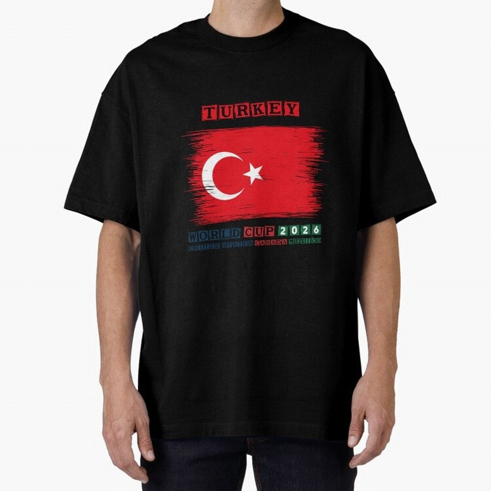 TURKEY WORLD CUP 2026 Oversized T-Shirt Bring Match Day Fire to FIFA World Cup 2026 for Fans of Messi, CR7 and Mbappe and Portugal, Bringing Goal Celebration Energy, Supporter Heritage, Football Icons and Worldwide Tournament Joy; Ideal for
