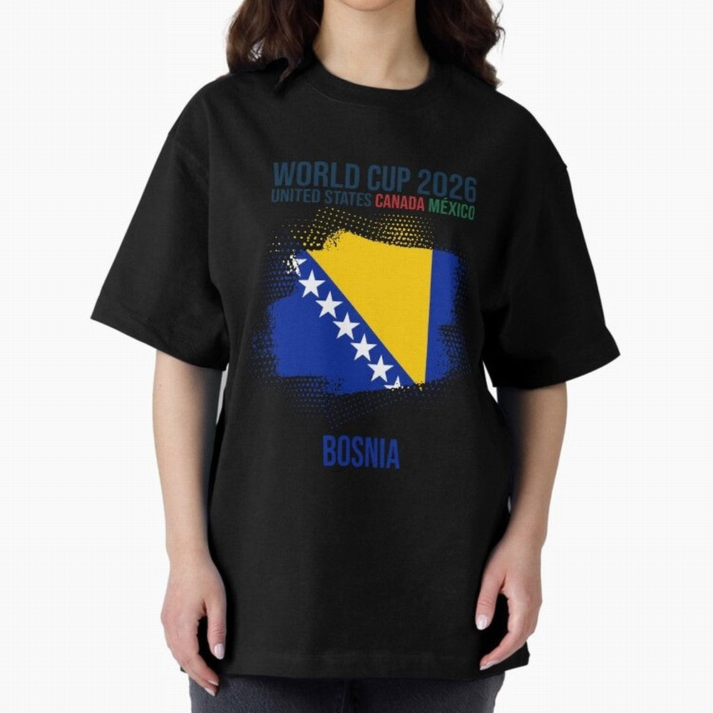 BOSNIA WORLD CUP 2026 Oversized T-Shirt Show Support during FIFA World Cup 2026 Spirit, Capturing Portugal, Neymar, Worldwide Fan Energy, Dramatic Goals, Stadium Lights and Championship Celebrations; Perfect for Fans, Collectors, Family Gatherings,