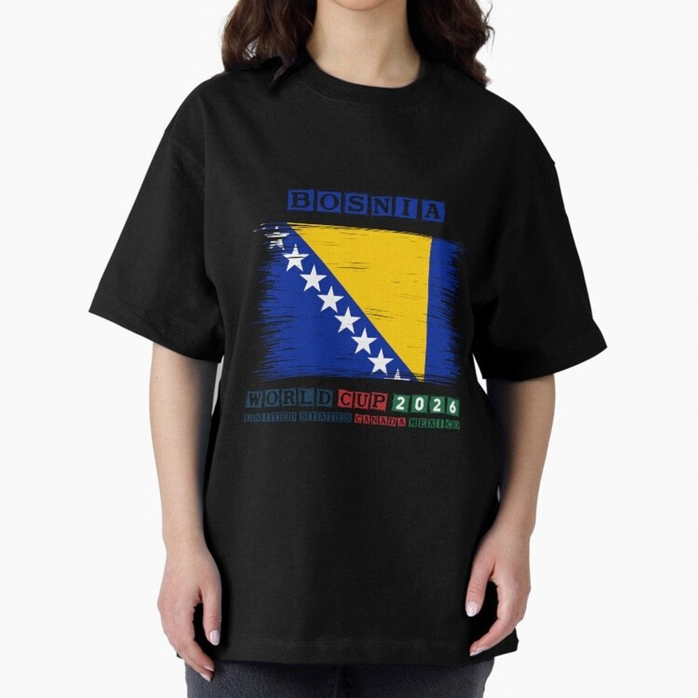 BOSNIA WORLD CUP 2026 Oversized T-Shirt Share the Excitement of FIFA World Cup 2026 Group Stage Spirit, Made for Spain, Neymar, Haaland and Cristiano Ronaldo, Vintage Soccer Flavor, Modern Football Stars, National Flags and Final Night Emotion;