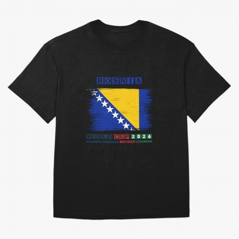 BOSNIA WORLD CUP 2026 Oversized T-Shirt Share the Excitement of FIFA World Cup 2026 Group Stage Spirit, Made for Spain, Neymar, Haaland and Cristiano Ronaldo, Vintage Soccer Flavor, Modern Football Stars, National Flags and Final Night Emotion;