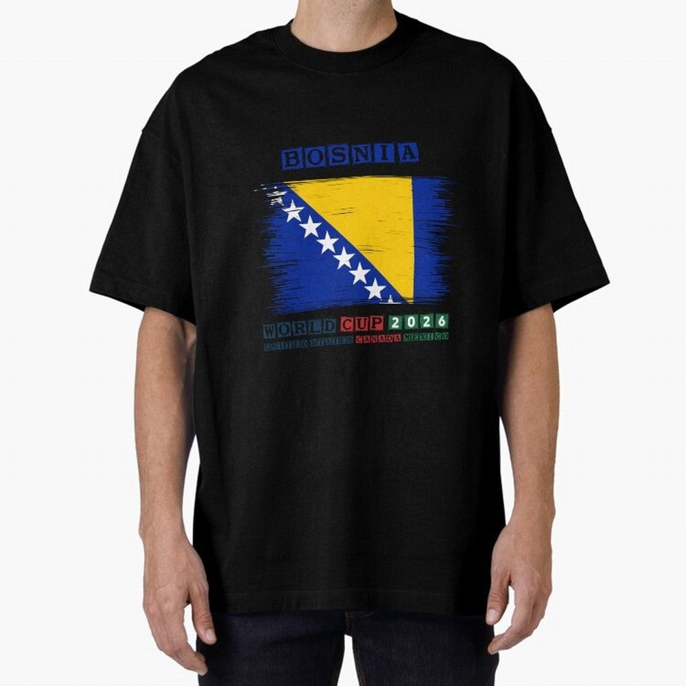 BOSNIA WORLD CUP 2026 Oversized T-Shirt Share the Excitement of FIFA World Cup 2026 Group Stage Spirit, Made for Spain, Neymar, Haaland and Cristiano Ronaldo, Vintage Soccer Flavor, Modern Football Stars, National Flags and Final Night Emotion;