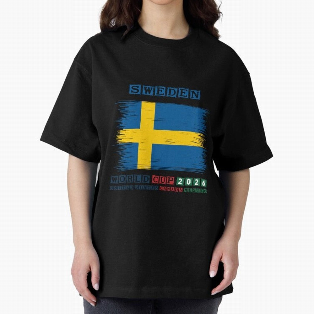 SWEDEN WORLD CUP 2026 Oversized T-Shirt Bring World Football Passion into FIFA World Cup 2026 Group Stage for Fans of Mbappe and Portugal, Bringing Champion Mindset, Group Stage Buzz, Knockout Tension and Passionate Fan Culture; Perfect for
