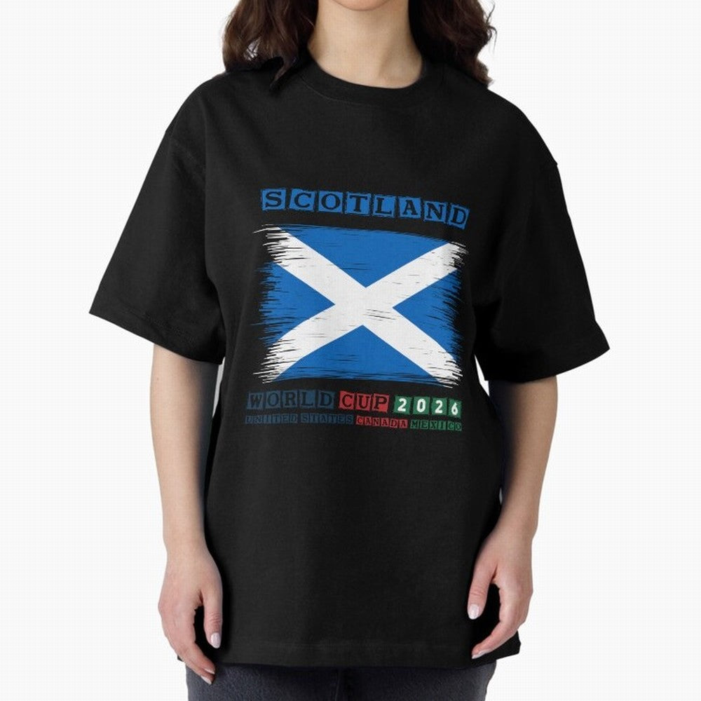 SCOTLAND WORLD CUP 2026 Oversized T-Shirt Honor Football Greatness during FIFA World Cup 2026 Group Stage Driven by CR7, England and Germany Energy, Football Festival Excitement, Trophy Ambitions, Country Rivalries and Star Player Buzz; Great for