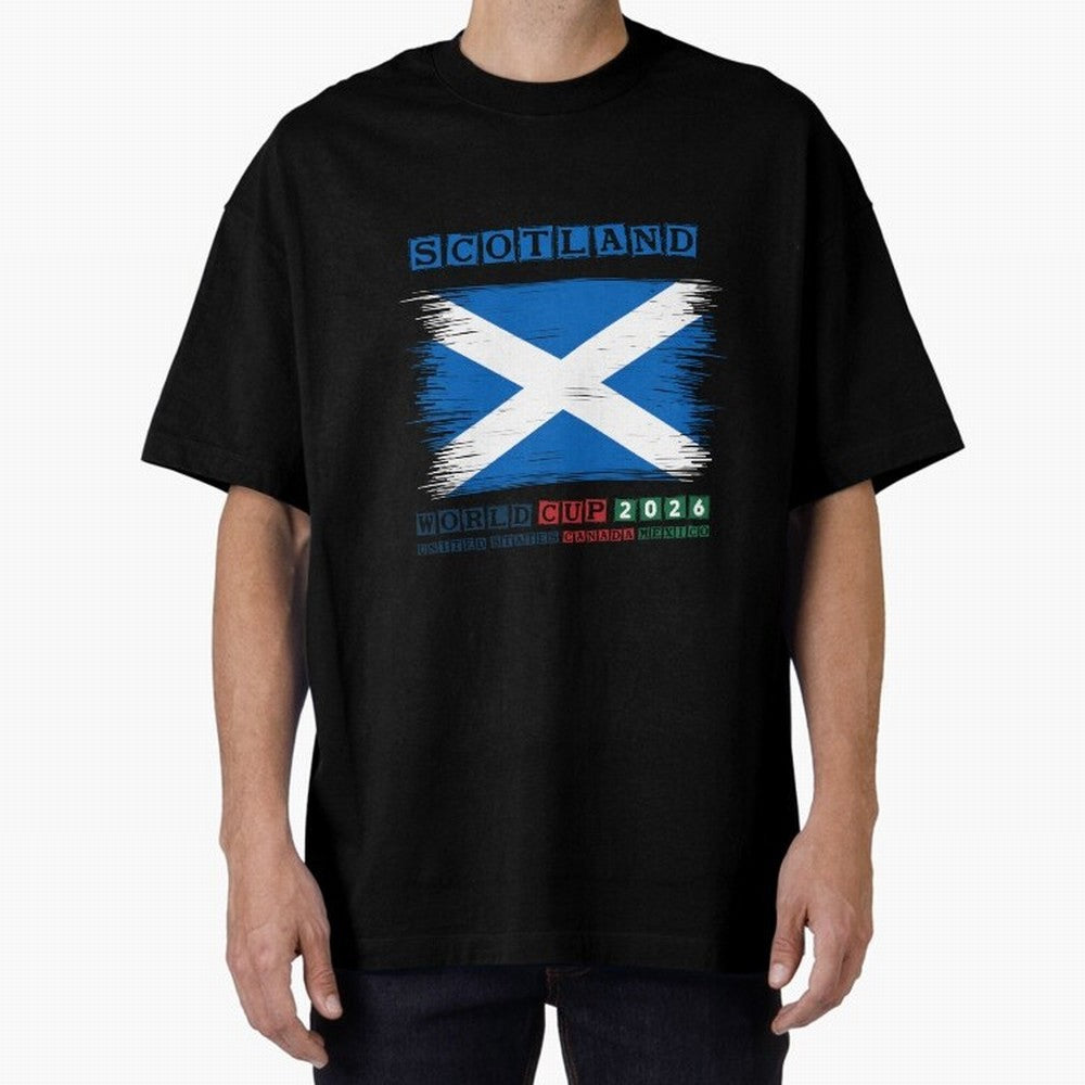 SCOTLAND WORLD CUP 2026 Oversized T-Shirt Honor Football Greatness during FIFA World Cup 2026 Group Stage Driven by CR7, England and Germany Energy, Football Festival Excitement, Trophy Ambitions, Country Rivalries and Star Player Buzz; Great for