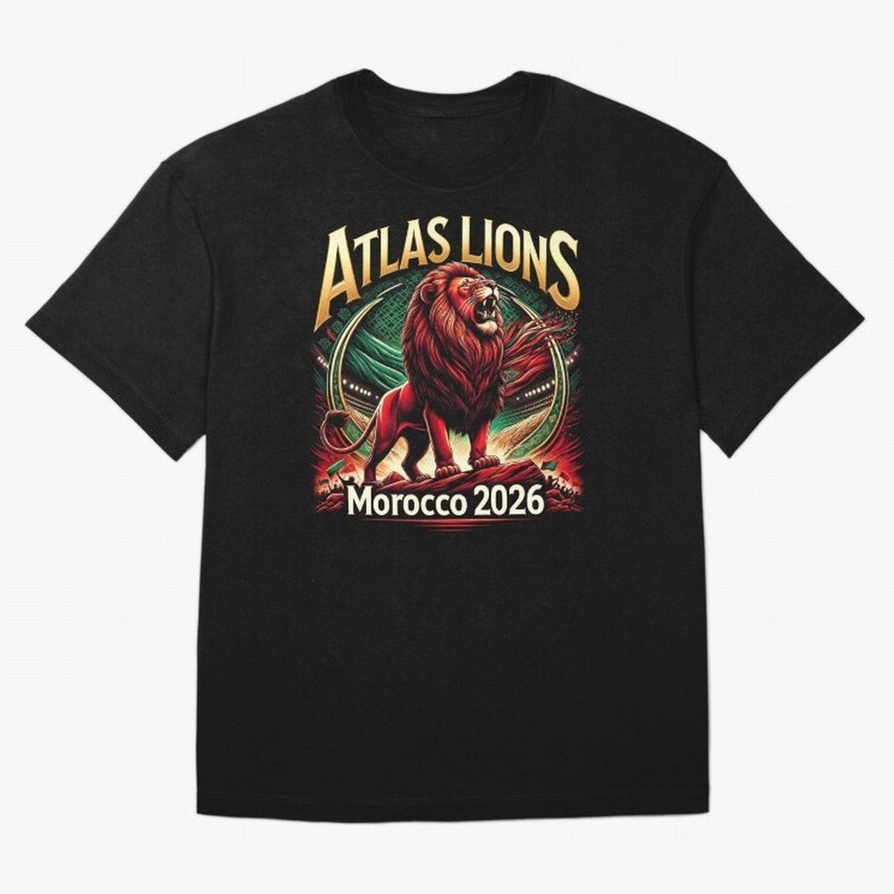 Morocco Football - World Cup 2026 Oversized T-Shirt Honor the Beautiful Game during FIFA World Cup 2026 for Fans of Cristiano Ronaldo and France and Portugal, Bringing Match Day Excitement, Supporter Culture, Golden Goals and Global Football