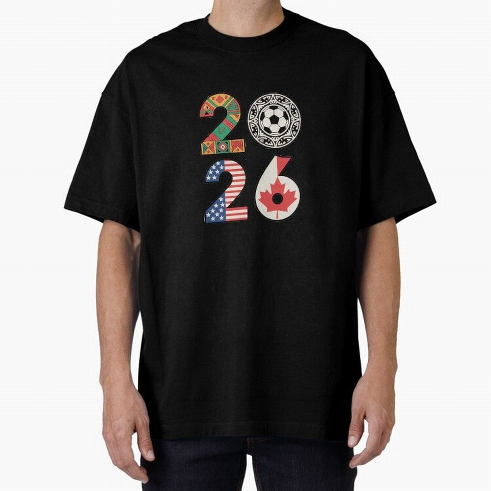 2026 Football Countries Design ¨C USA, Canada & Mexico Inspired Art Oversized T-Shirt Join the FIFA World Cup 2026 Group Stage Journey through Haaland and Mbappe Highlights, Brazil Pride, Retro Football Energy, Iconic Rivalries, Trophy Chase Drama