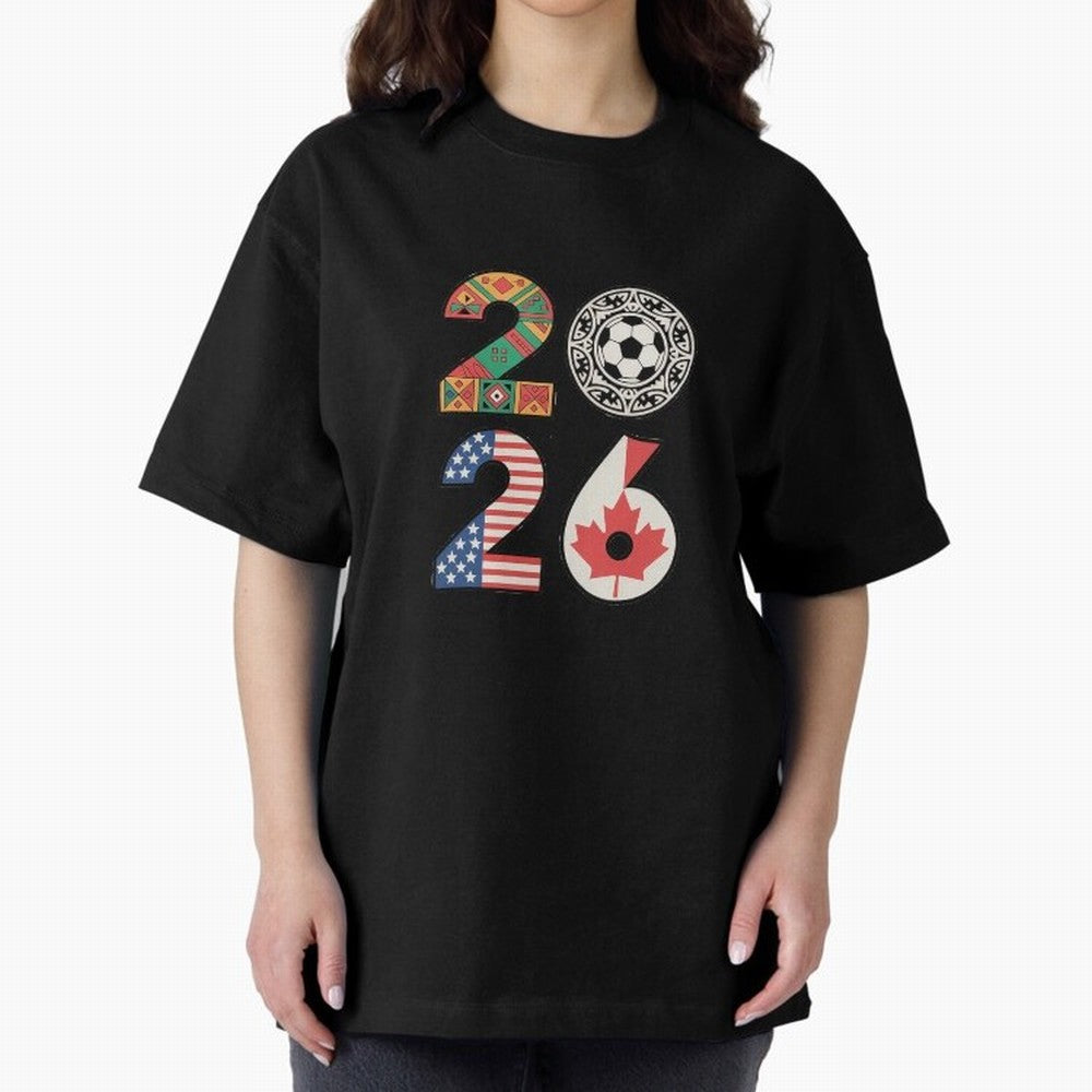 2026 Football Countries Design ¨C USA, Canada & Mexico Inspired Art Oversized T-Shirt Join the FIFA World Cup 2026 Group Stage Journey through Haaland and Mbappe Highlights, Brazil Pride, Retro Football Energy, Iconic Rivalries, Trophy Chase Drama