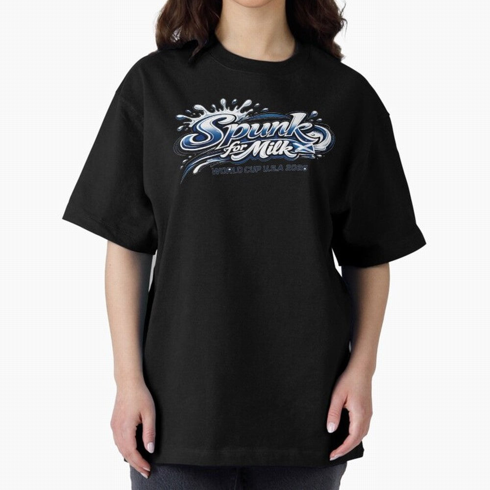 Spunk for Milk Oversized T-Shirt Refresh the FIFA World Cup 2026 USA Canada Mexico Journey through Neymar, Haaland and Cristiano Ronaldo Highlights, England, France and Netherlands Pride, Stadium Chants, National Pride, Trophy Dreams and