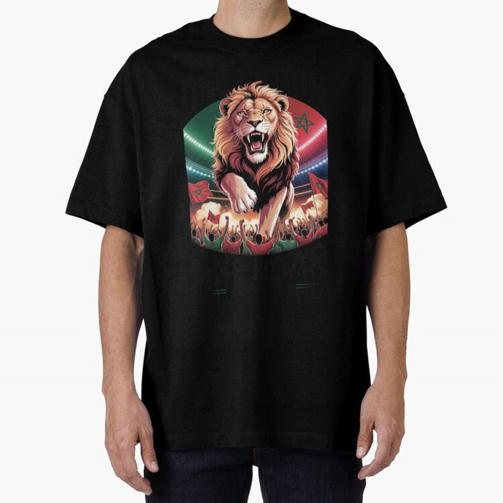 Morocco Football - One Nation, One Roar Oversized T-Shirt Make Game Day About FIFA World Cup 2026 Driven by Neymar, England Energy, Retro Football Energy, Iconic Rivalries, Trophy Chase Drama and Stadium Atmosphere; Created for Match Day Parties,