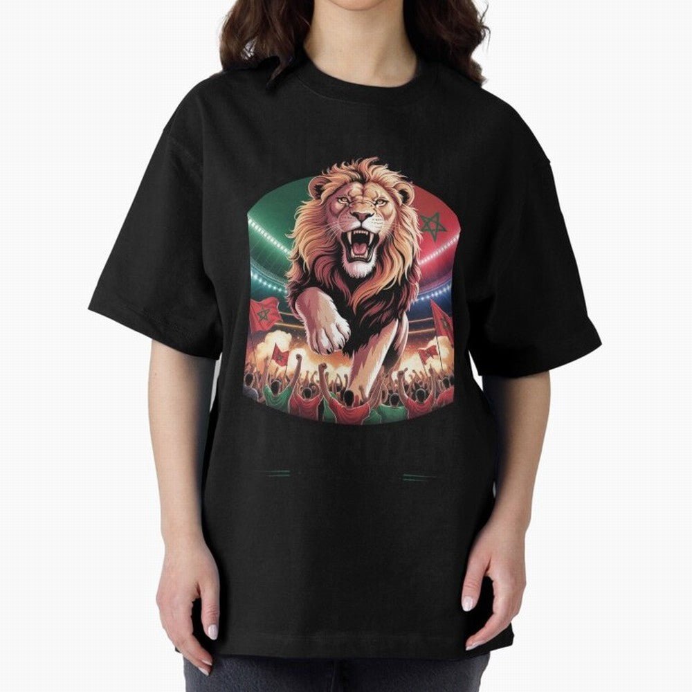 Morocco Football - One Nation, One Roar Oversized T-Shirt Make Game Day About FIFA World Cup 2026 Driven by Neymar, England Energy, Retro Football Energy, Iconic Rivalries, Trophy Chase Drama and Stadium Atmosphere; Created for Match Day Parties,