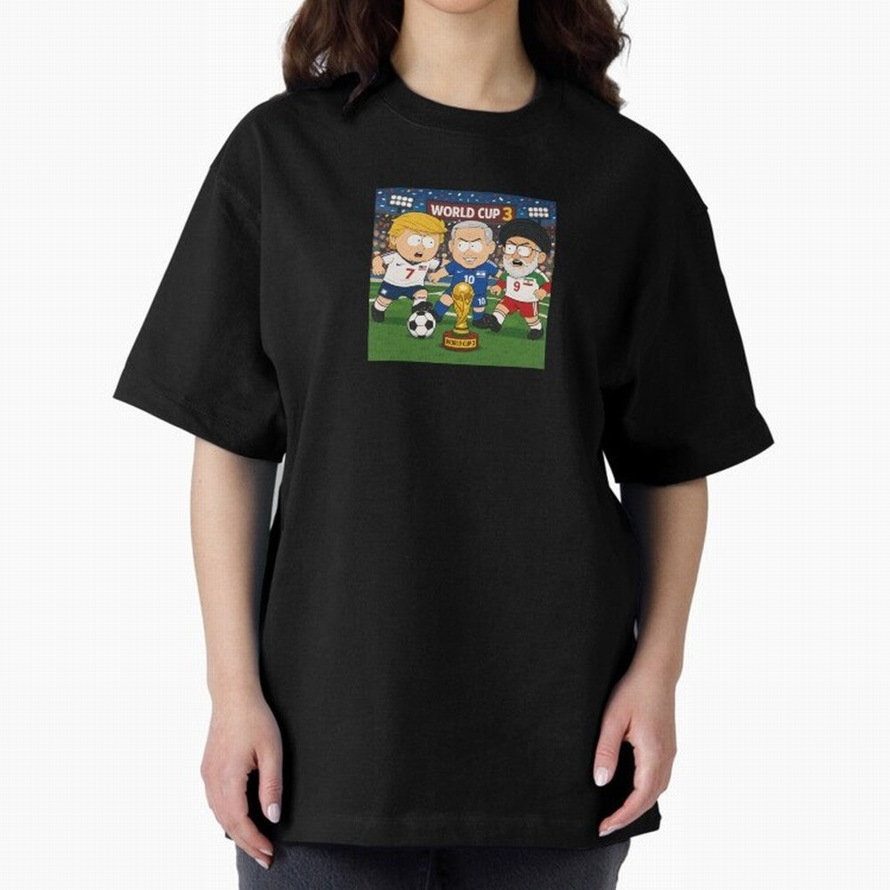 WORLD CUP 3 Oversized T-Shirt Bring International Match Energy to Global Football Passion for FIFA World Cup 2026 USA Canada Mexico, Celebrating Messi and Cristiano Ronaldo, Argentina, France and Brazil, Vintage Soccer Flavor, Modern Football