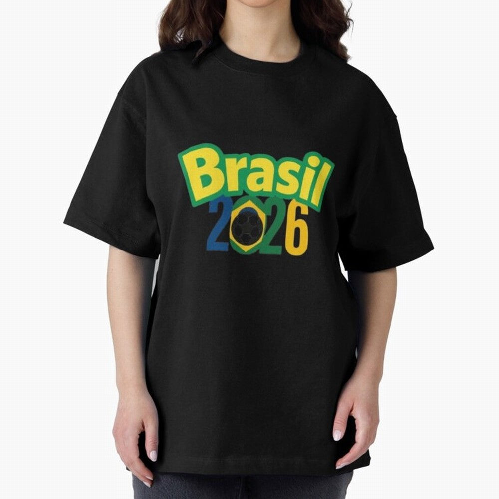 Brasil 2026 Football Mission - Road to Next World Cup T-Shirt Oversized T-Shirt Bring a Champion Mindset to FIFA World Cup 2026 Group Stage Spirit, Filled with England and Germany, Messi, Champion Mindset, Group Stage Buzz, Knockout Tension and