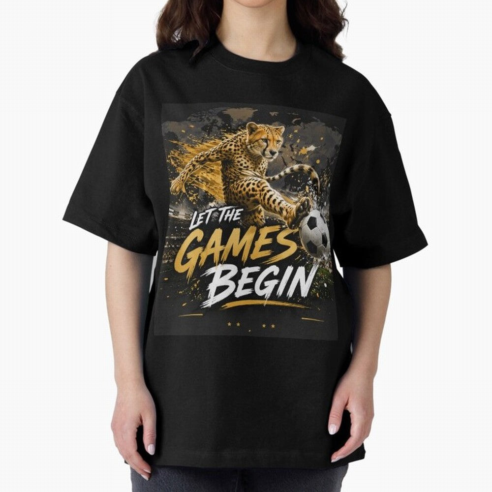 Let The Games Begin-World Cup Soccer @026 Oversized T-Shirt Bring a Vintage Feel to the FIFA World Cup 2026 Group Stage Journey through Neymar, Haaland and Cristiano Ronaldo Highlights, England, France and Netherlands Pride, Fan Favorite Moments,