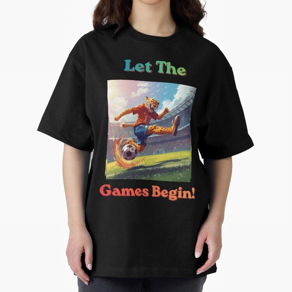 Let The Games Begin ¨C World Cup Soccer 2026 Oversized T-Shirt Enjoy the Biggest Football Party of Global Football Passion for FIFA World Cup 2026 USA Canada Mexico, Filled with Messi, Neymar and Mbappe, Germany, Vintage Soccer Flavor, Modern