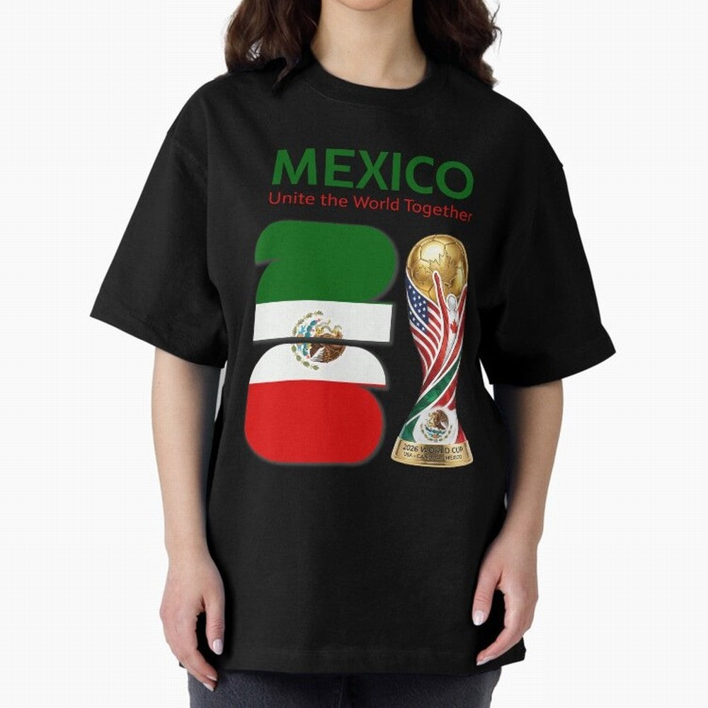 World Cup 2026, IMG 022, MEXICO 001 Oversized T-Shirt Support FIFA World Cup 2026 for Fans of Messi and Argentina and Brazil, Bringing Vintage Soccer Flavor, Modern Football Stars, National Flags and Final Night Emotion; Great for Supporters Who