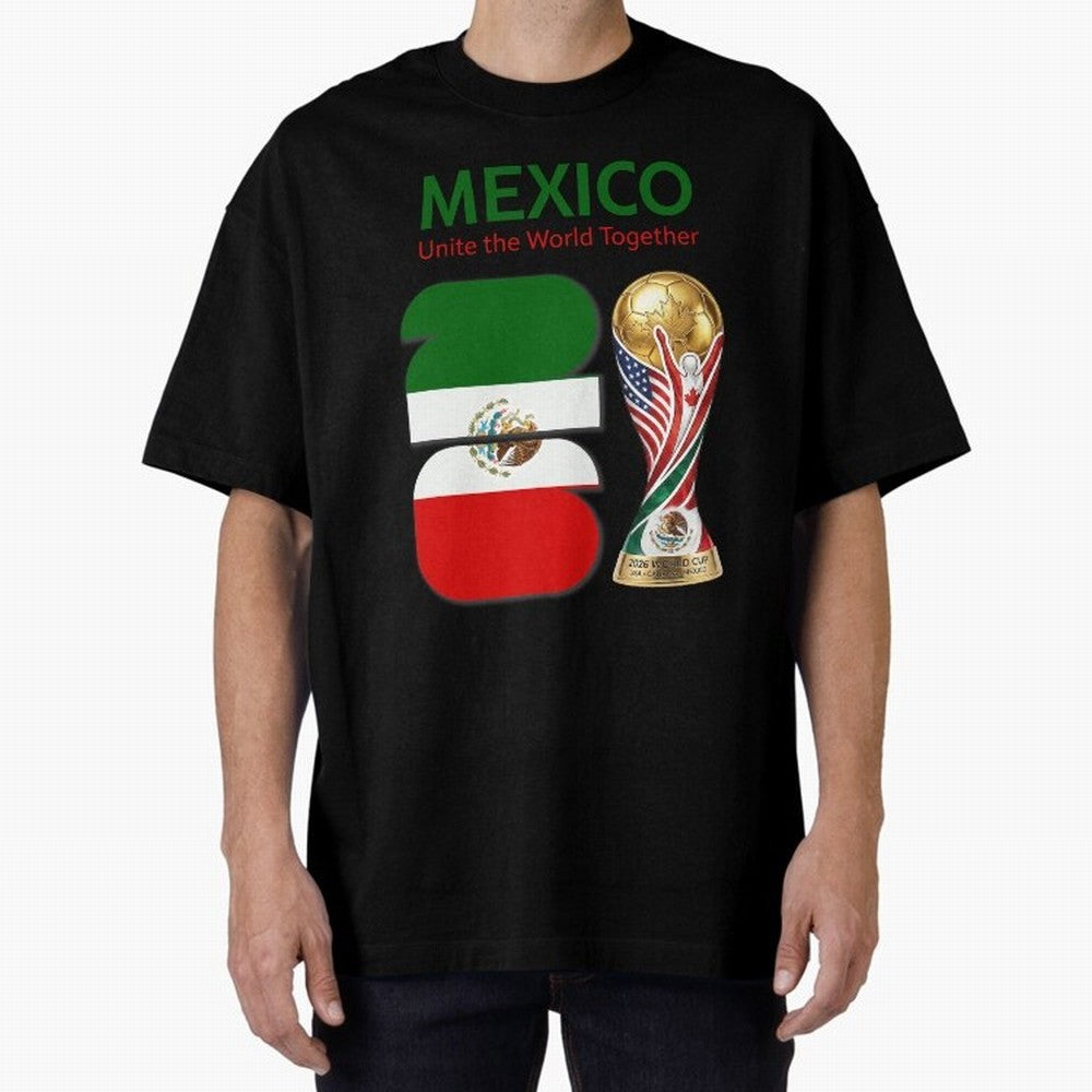 World Cup 2026, IMG 022, MEXICO 001 Oversized T-Shirt Support FIFA World Cup 2026 for Fans of Messi and Argentina and Brazil, Bringing Vintage Soccer Flavor, Modern Football Stars, National Flags and Final Night Emotion; Great for Supporters Who