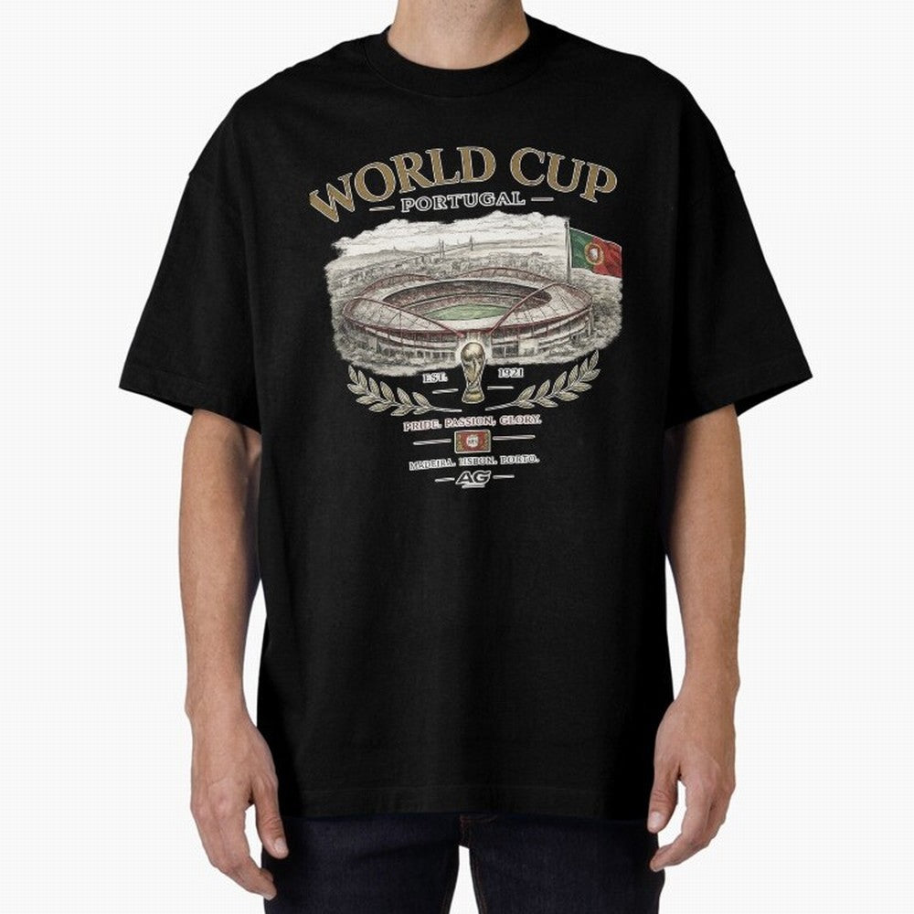 Portugal World Cup Estadio Da Luz Oversized T-Shirt Enjoy the FIFA World Cup 2026 USA Canada Mexico Journey through CR7 Highlights, Argentina Pride, Worldwide Fan Energy, Dramatic Goals, Stadium Lights and Championship Celebrations; Great for Watch