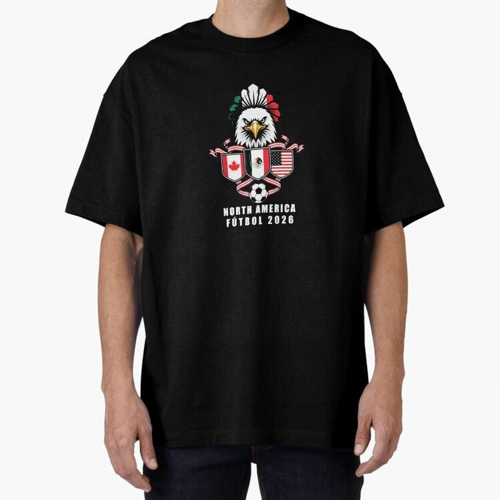 North America Football Spirit 2026 T-Shirt_82768088 Oversized T-Shirt Support the Legends of the FIFA World Cup 2026 USA Canada Mexico Journey through Mbappe Highlights, France and Portugal Pride, Vintage Soccer Flavor, Modern Football Stars,