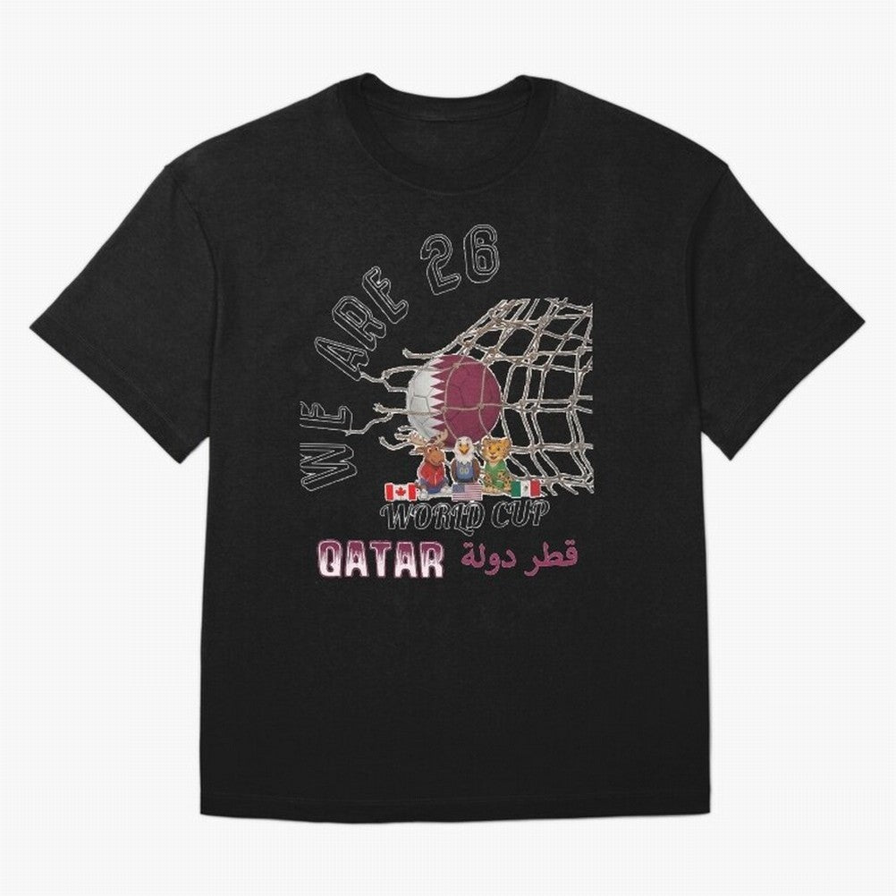 World cup 26 - Qatar Oversized T-Shirt Mark Match Day Hype around FIFA World Cup 2026 Group Stage, CR7, England, Match Day Excitement, Supporter Culture, Golden Goals and Global Football Passion; Perfect for Supporters Who Want Bold Football