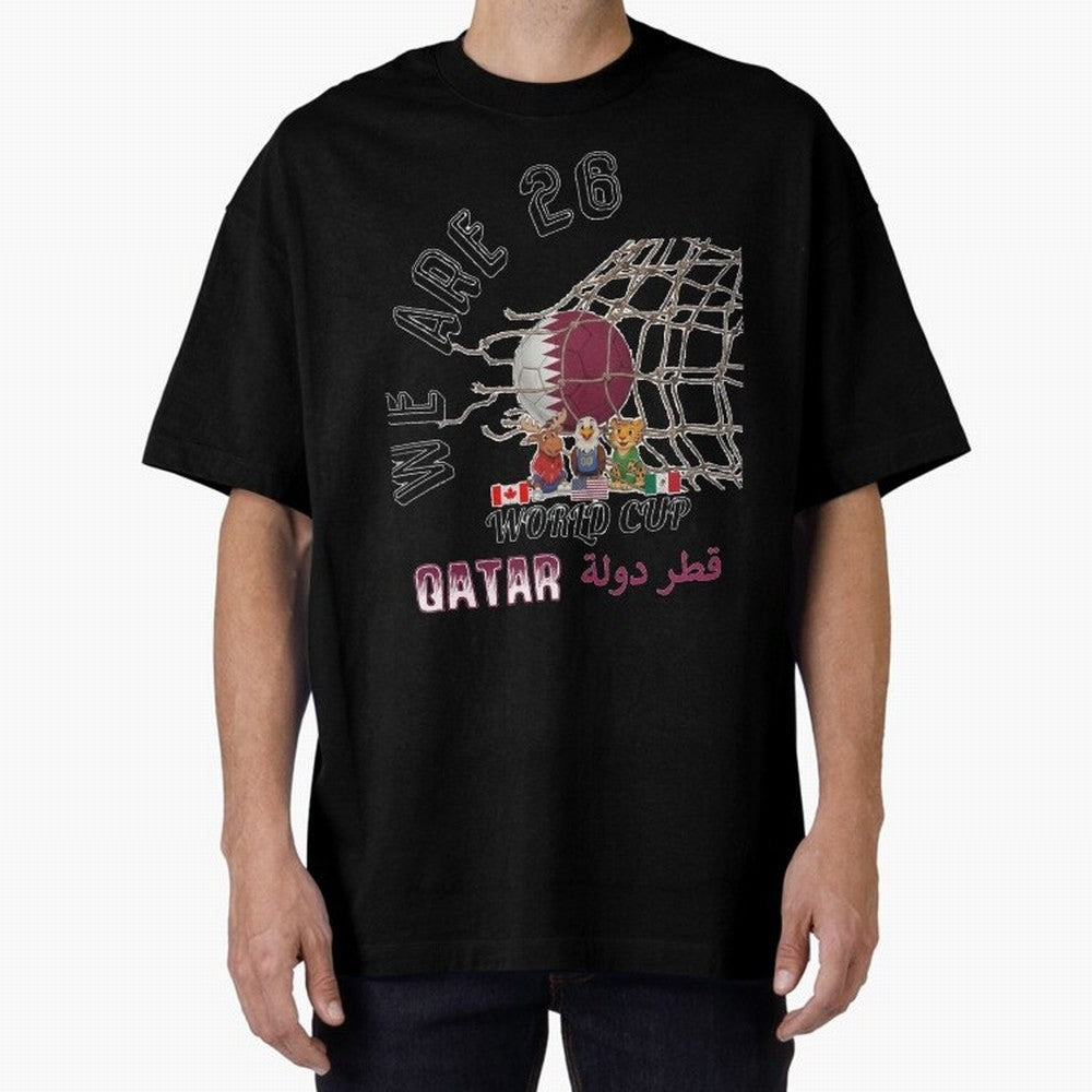 World cup 26 - Qatar Oversized T-Shirt Mark Match Day Hype around FIFA World Cup 2026 Group Stage, CR7, England, Match Day Excitement, Supporter Culture, Golden Goals and Global Football Passion; Perfect for Supporters Who Want Bold Football