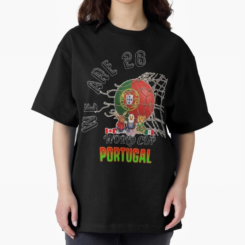 World cup 26 - Portugal Oversized T-Shirt Stand with FIFA World Cup 2026 Spirit, Highlighting Spain, Haaland and Mbappe, Fan Favorite Moments, National Team Passion, Big Match Drama and Soccer History; Ideal for Football Dads, Football Moms,