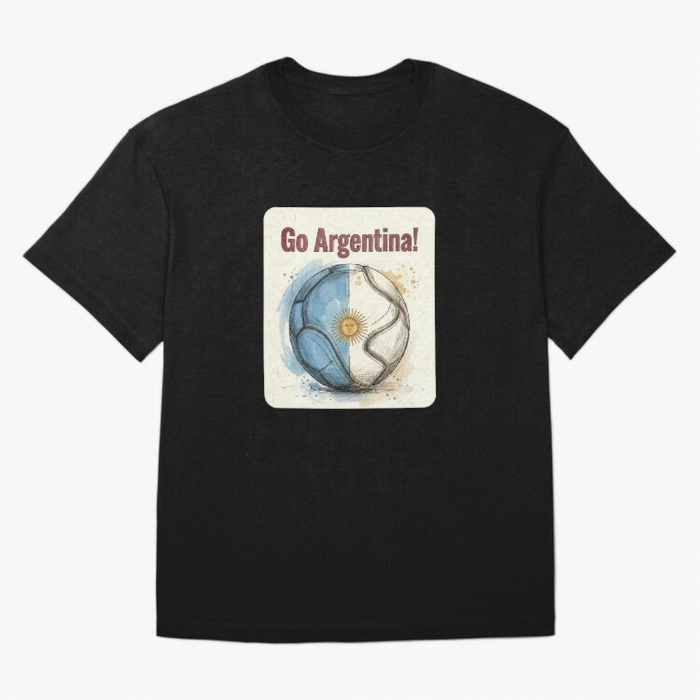 Go Argentina Soccer Ball Flag | Argentinian Football Fan Graphic Tee Oversized T-Shirt Follow the Final Road of FIFA World Cup 2026 Filled with CR7, Spain Energy, Fan Favorite Moments, National Team Passion, Big Match Drama and Soccer History;