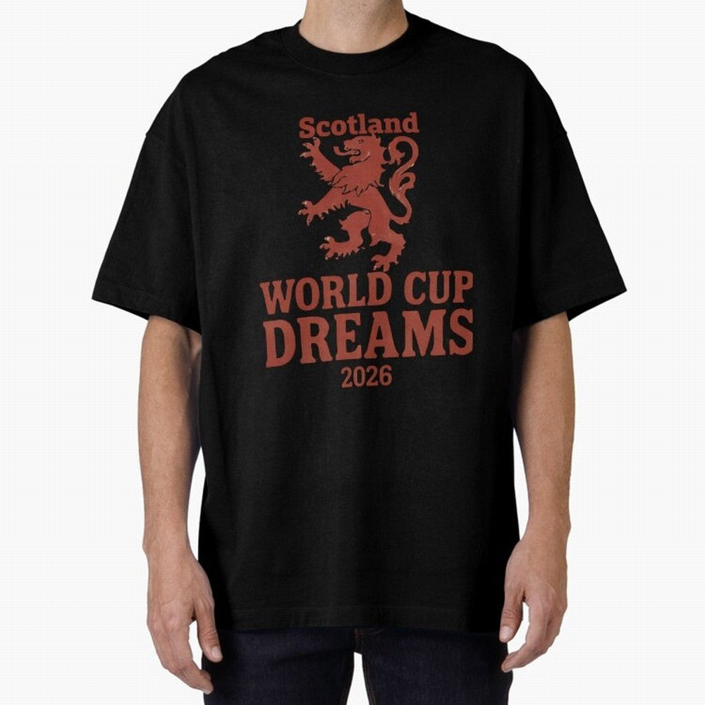 Scotland World Cup Dreams 2026 Oversized T-Shirt Capture the FIFA World Cup 2026 USA Canada Mexico Journey through Cristiano Ronaldo Highlights, Argentina and Brazil Pride, Stadium Memories, Football Loyalty, International Chants and Championship