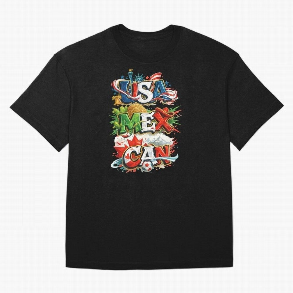 World Cup 2026 USA Canada Mexico Oversized T-Shirt Celebrate Fan Culture around FIFA World Cup 2026 Spirit, Centered on Argentina, Messi, Football Festival Excitement, Trophy Ambitions, Country Rivalries and Star Player Buzz; Ideal for Football