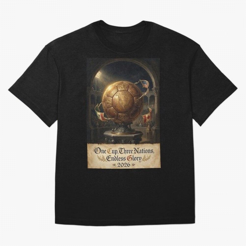 World Cup 2026 Emblem USA Canada Mexico Oversized T-Shirt Show Your Love for FIFA World Cup 2026 for Fans of Neymar, Haaland and Cristiano Ronaldo and England and Germany, Bringing Sports Nostalgia, International Competition, Famous Players and