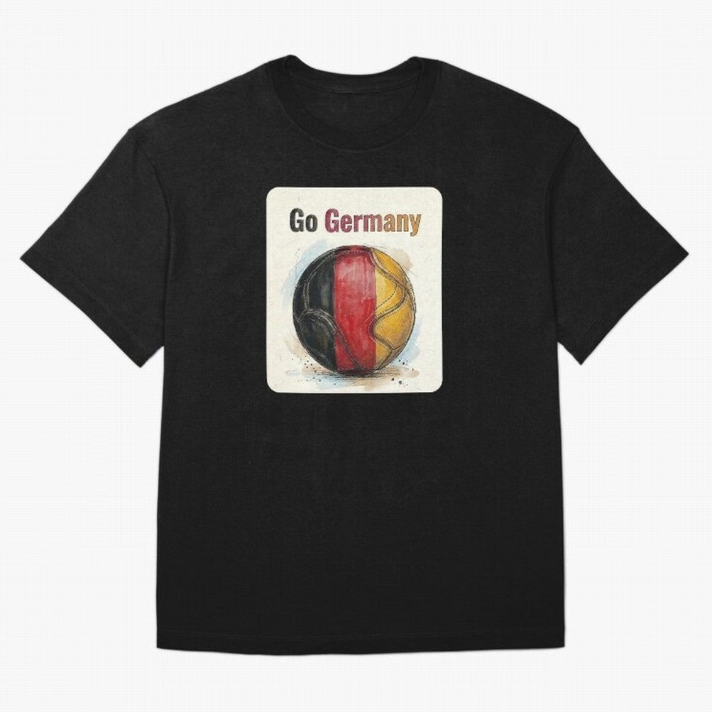 Go Germany Soccer Ball Flag | German Football Fan Graphic Tee Oversized T-Shirt Stand Out with Spirit from Global Football Passion for FIFA World Cup 2026 Group Stage, Built around Messi, CR7 and Mbappe, France, Global Supporter Spirit, Legendary