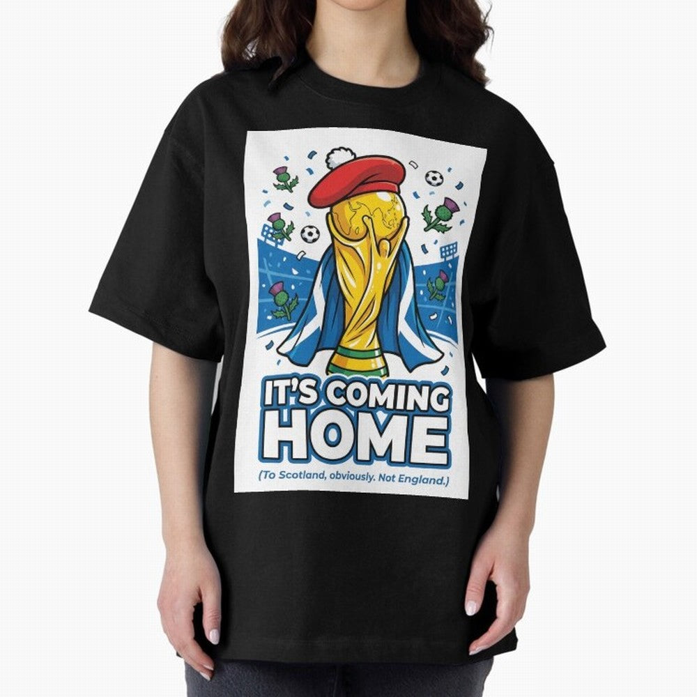 It's Coming Home Oversized T-Shirt Bring a Vintage Feel to the FIFA World Cup 2026 Group Stage Journey through Haaland Highlights, Brazil Pride, Vintage Soccer Flavor, Modern Football Stars, National Flags and Final Night Emotion; Built for
