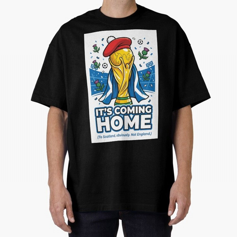 It's Coming Home Oversized T-Shirt Bring a Vintage Feel to the FIFA World Cup 2026 Group Stage Journey through Haaland Highlights, Brazil Pride, Vintage Soccer Flavor, Modern Football Stars, National Flags and Final Night Emotion; Built for