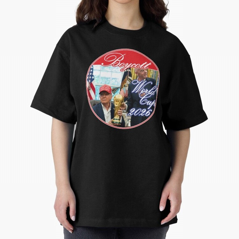 Boycott World Cup 2026 Oversized T-Shirt Bring a Vintage Feel to the FIFA World Cup 2026 Journey through Cristiano Ronaldo Highlights, Spain Pride, Stadium Memories, Football Loyalty, International Chants and Championship Tradition; Great for Watch