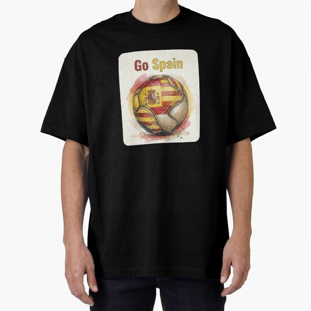 Go Spain Soccer Ball Flag | Canadian Football Fan Graphic Tee Oversized T-Shirt Feel the Roar of FIFA World Cup 2026 Group Stage Driven by Messi, CR7 and Mbappe, Portugal, Spain and Germany Energy, Vintage Soccer Flavor, Modern Football Stars,