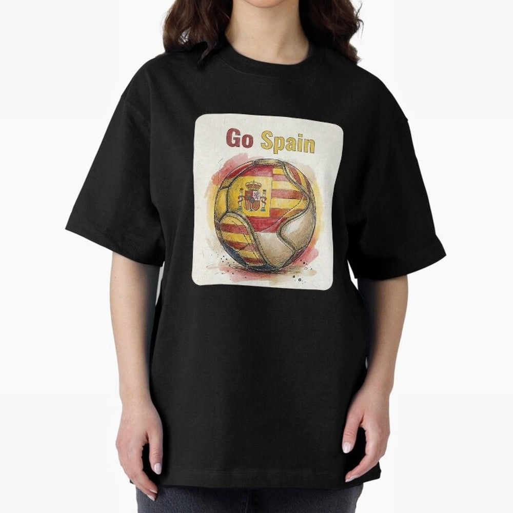 Go Spain Soccer Ball Flag | Canadian Football Fan Graphic Tee Oversized T-Shirt Feel the Roar of FIFA World Cup 2026 Group Stage Driven by Messi, CR7 and Mbappe, Portugal, Spain and Germany Energy, Vintage Soccer Flavor, Modern Football Stars,