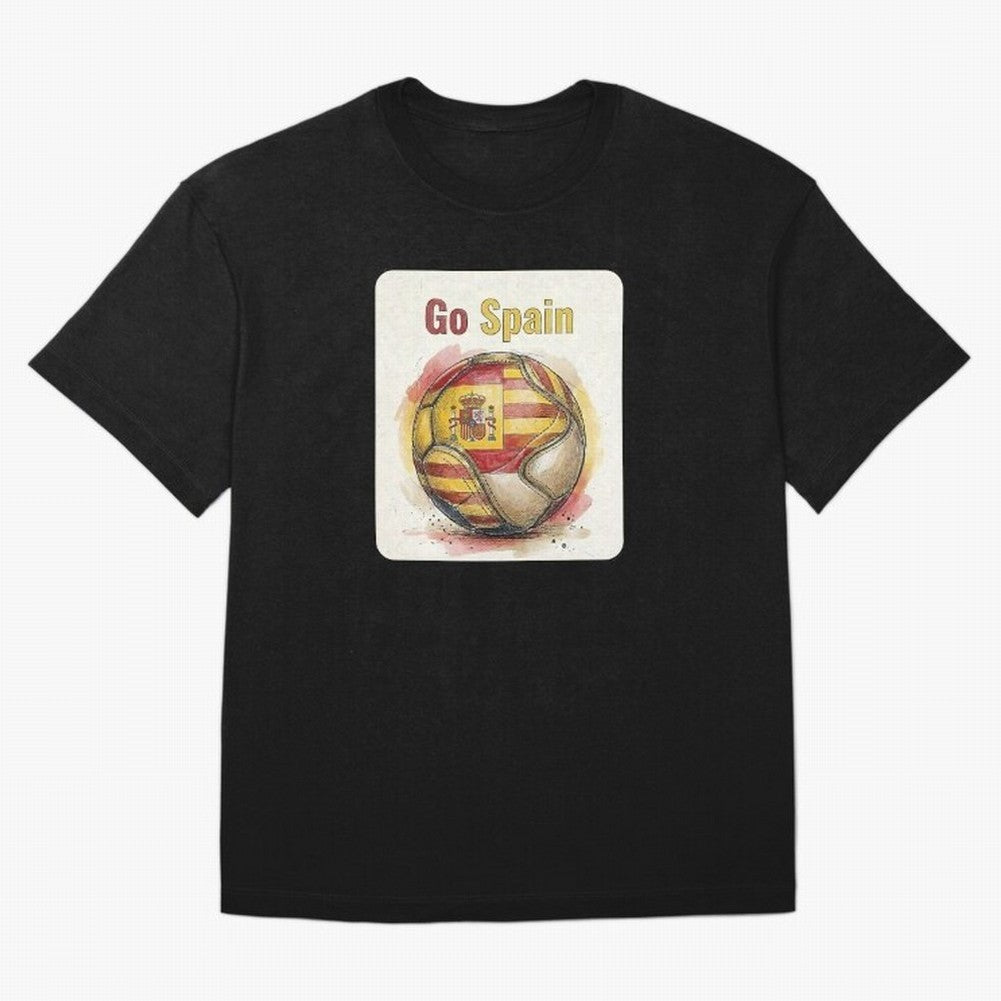 Go Spain Soccer Ball Flag | Canadian Football Fan Graphic Tee Oversized T-Shirt Feel the Roar of FIFA World Cup 2026 Group Stage Driven by Messi, CR7 and Mbappe, Portugal, Spain and Germany Energy, Vintage Soccer Flavor, Modern Football Stars,