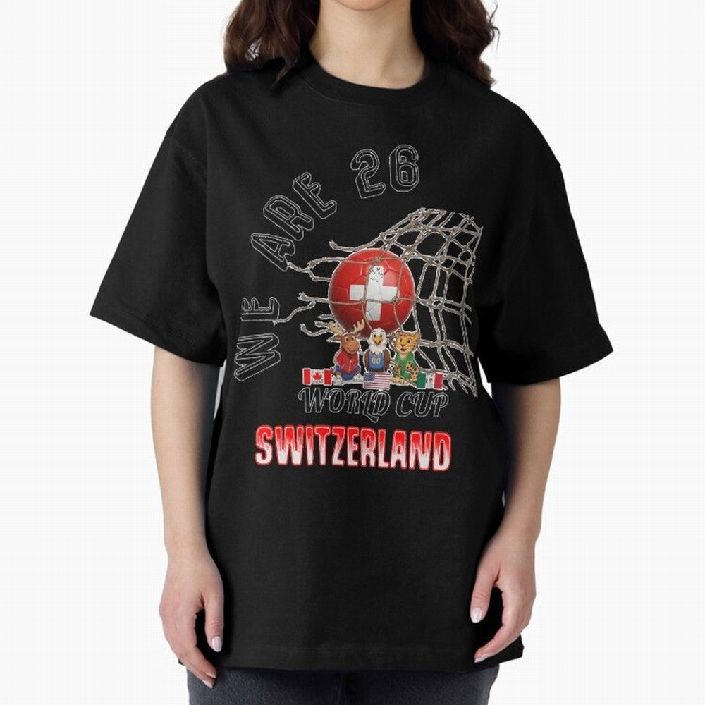 World cup 26 - Switzerland Oversized T-Shirt Relive the Noise and Pride of FIFA World Cup 2026 Inspired by Haaland, Portugal, Spain and Germany Energy, Game Day Rituals, Football Legends, Country Pride and the Road to the Final; Perfect for People