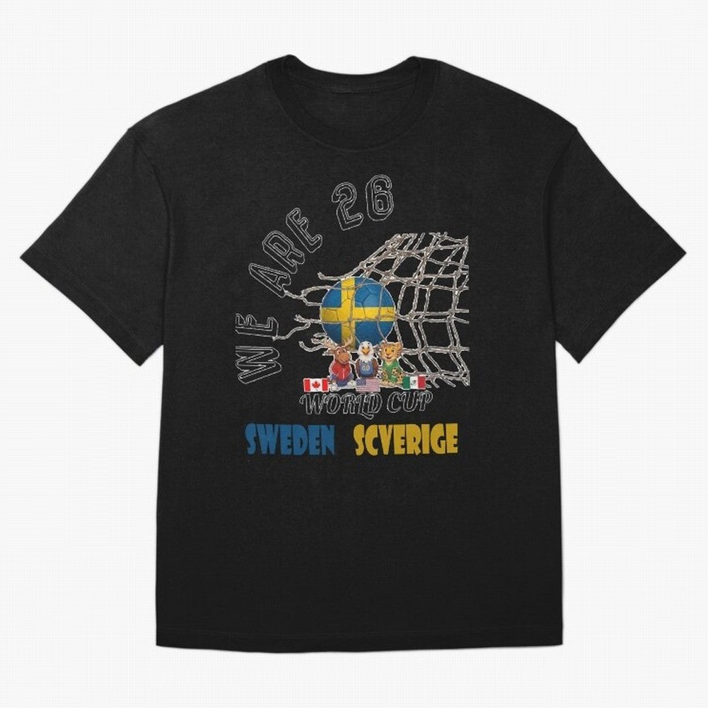 World cup 26 - Sweden Oversized T-Shirt Build FIFA World Cup 2026 USA Canada Mexico Spirit, Filled with Brazil, Portugal and Argentina, Messi, Goal Celebration Energy, Supporter Heritage, Football Icons and Worldwide Tournament Joy; Made for Die